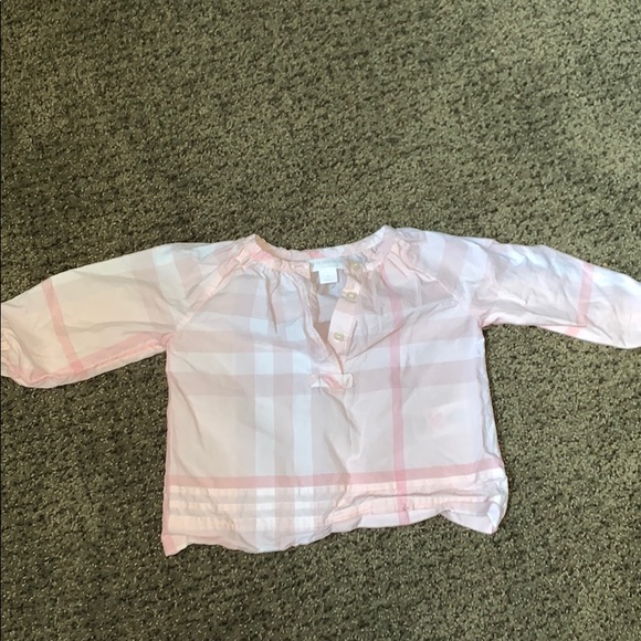 Pink Plaid Burberry Shirt 6 Months